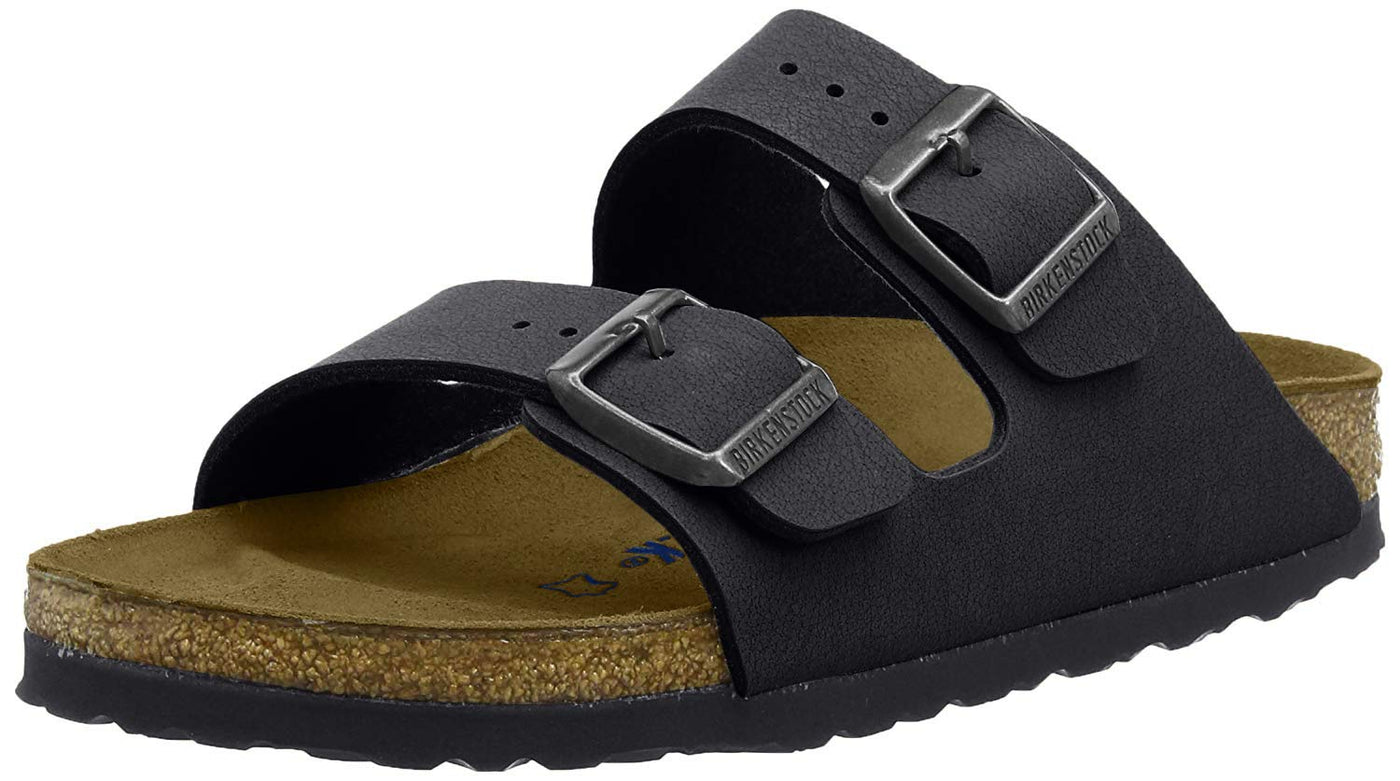 Birkenstock Arizona Birkibuc Sandal,Black Amalfi Leather Soft Footbed,12-12.5 D(M) US Men