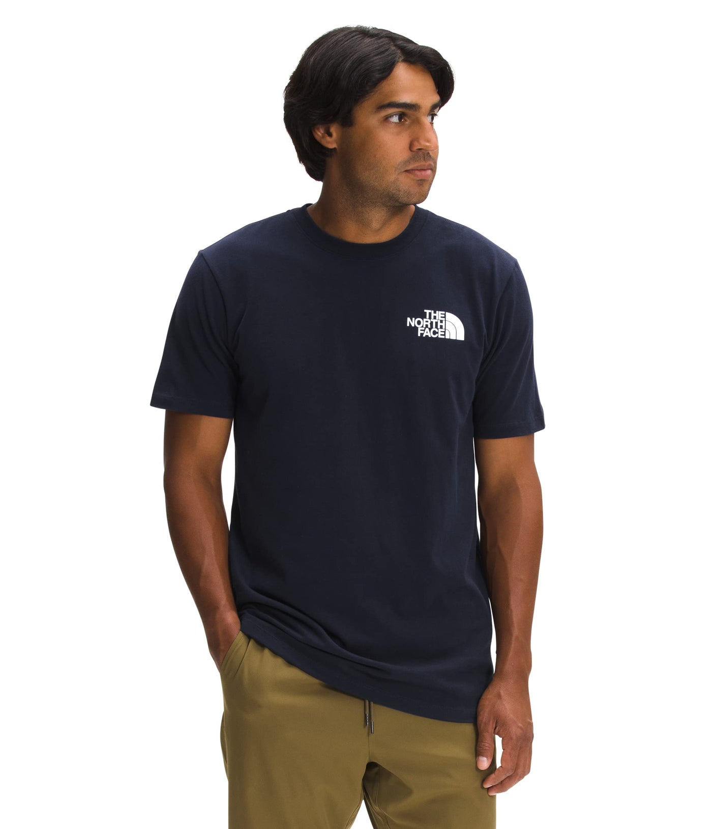 THE NORTH FACE Men's Box Never Stop Exploring Tee, Aviator Navy/Horizon Red, 3X-Large