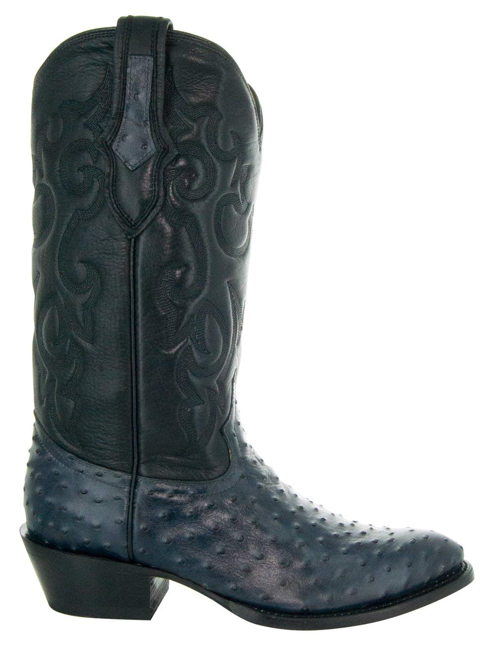 Soto Boots Men's Ostrich Print Cowboy Boots H7002(Dark Grey, 10.5)