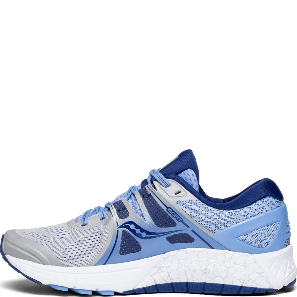 Saucony Women's S10442-1 Omni ISO Road Running Shoe, Silver | Blue | Navy - 10