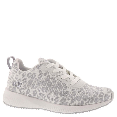 Skechers Women's Bobs Squad-Leopard Sneaker 9 White-grey