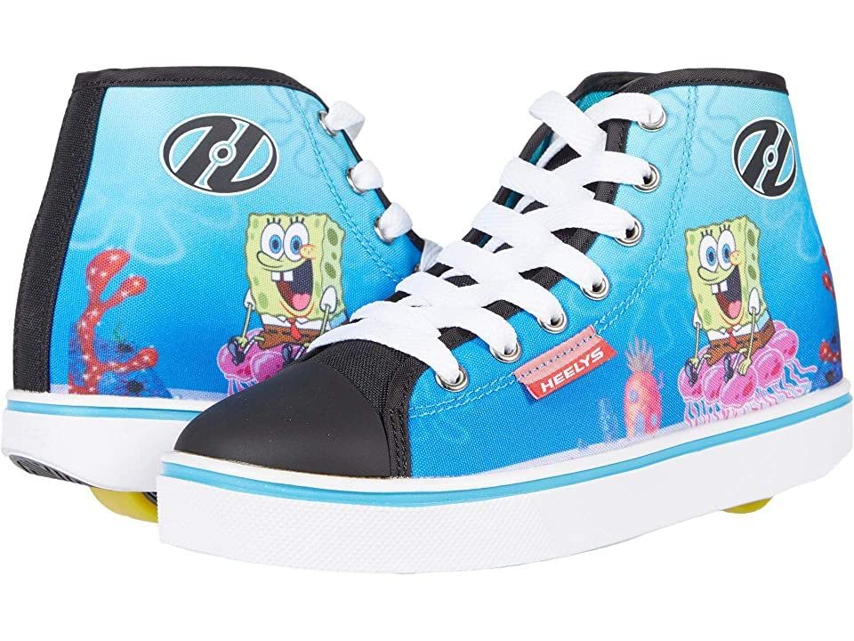 HEELYS Youth Kids Hustle Spongebob Wheels Skate Sneaker Shoes (Black/White/Multi, 13, Numeric_13)