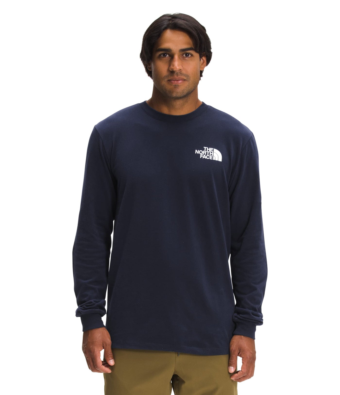 THE NORTH FACE Mens' Long Sleeve Box Tee, Aviator Navy/Goblin Blue, X-Small