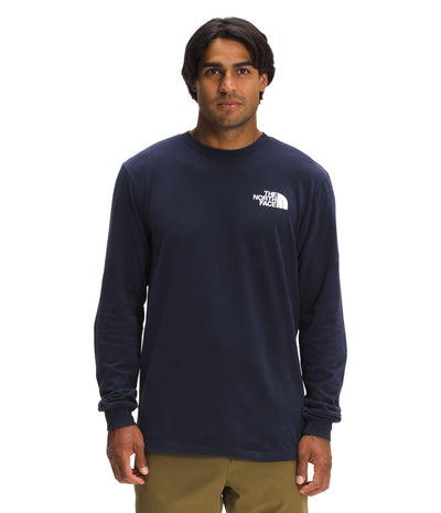 THE NORTH FACE Mens' Long Sleeve Box Tee, Aviator Navy/Goblin Blue, X-Small