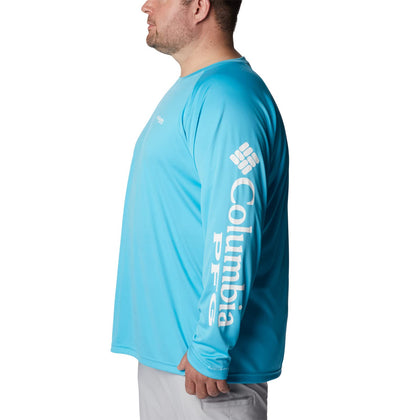 Columbia Men's Terminal Tackle PFG Triangle Long Sleeve Shirt 3X Tall Atoll/White Logo