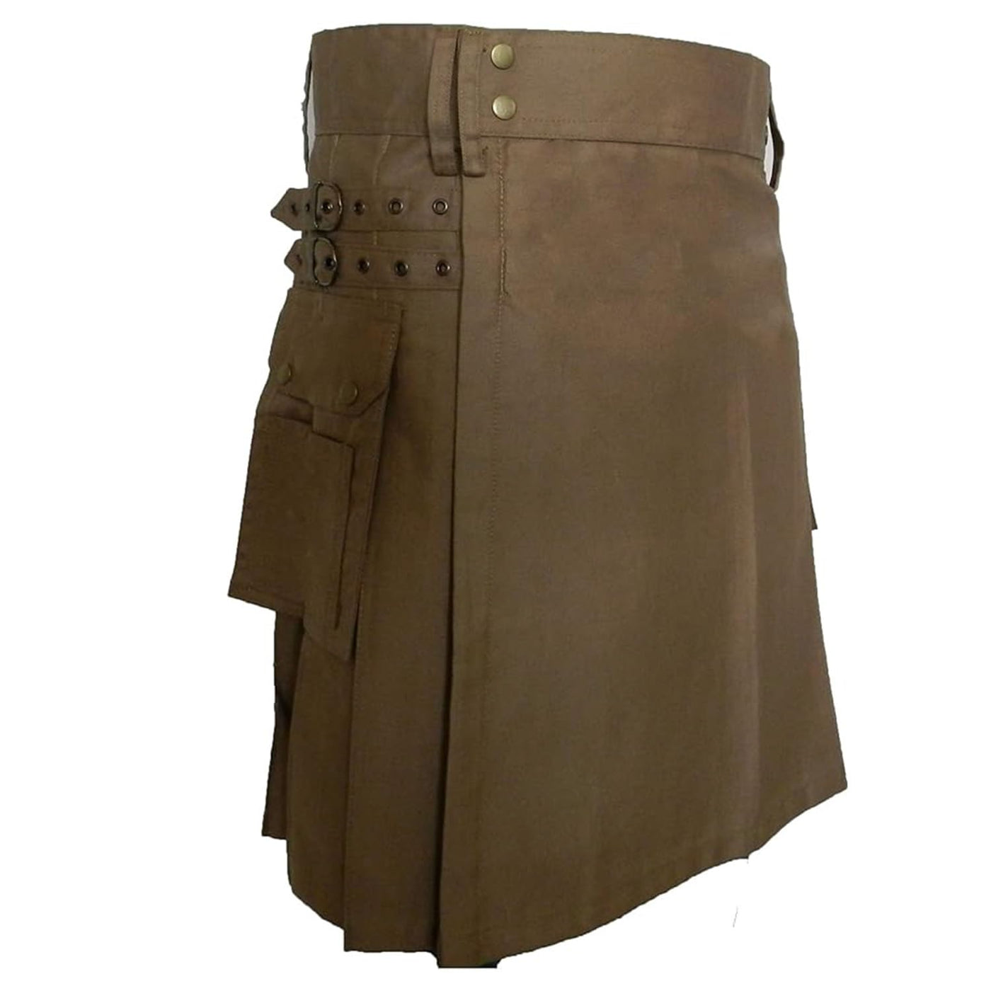 UT Kilts Men's Standard Utility Kilt, Modern Scottish Kilt for Everyday Wear, Tactical Kilts with Adjustable Hip Straps & Cargo Pockets for Men, 22" Length, Dark Khaki, Size 36-37