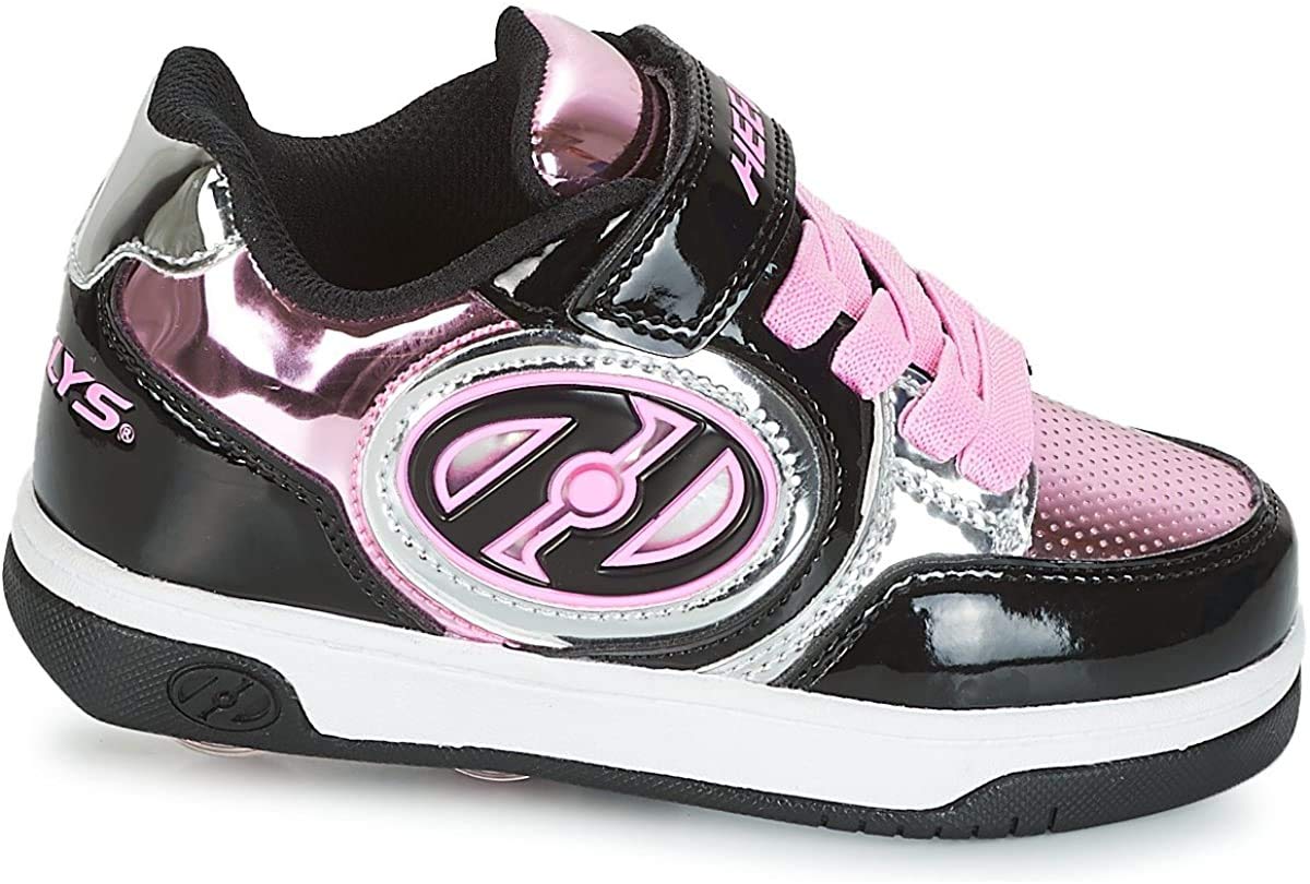 HEELYS Girl's Plus X2 Lighted (Little Kid/Big Kid) Black/Silver/Pink/Chrome 1 Little Kid M