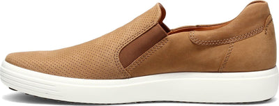 ECCO Men's Soft 7 Street Perforated Slip On Sneaker, Camel, 10-10.5