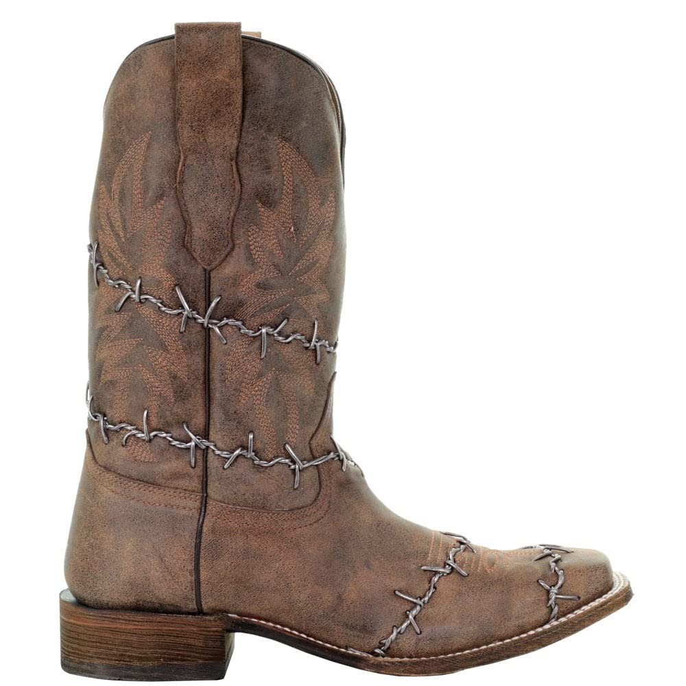 Corral Men's Barbed Wire Square Toe Boot A3532 (10 D(M) US) Brown