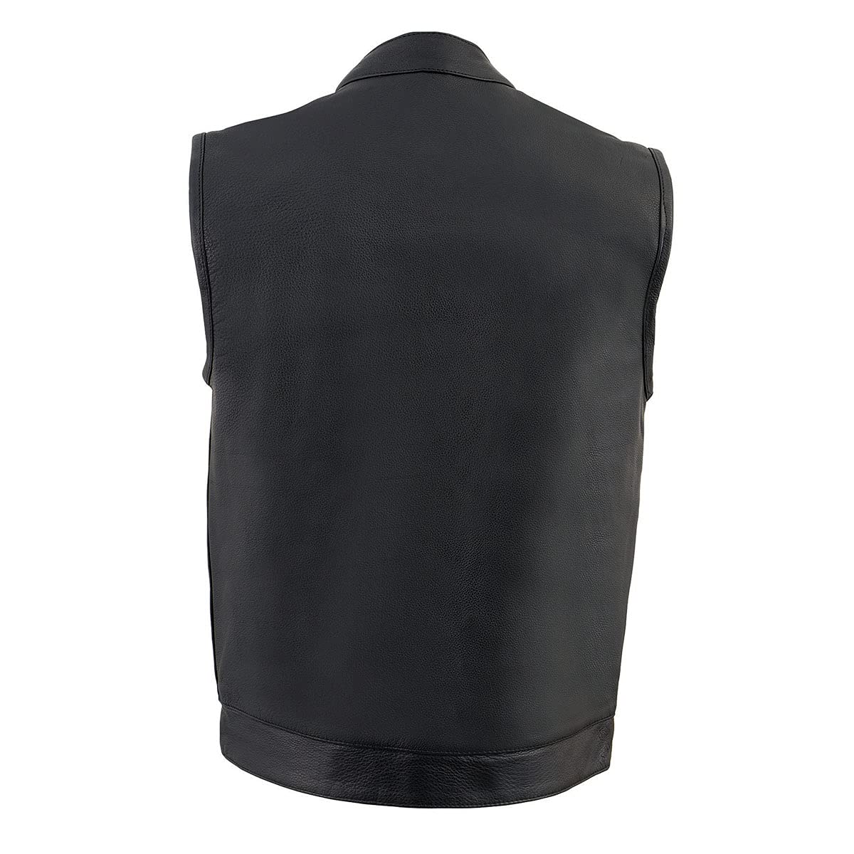 Milwaukee Leather MLM3510 Men's Black Premium Leather Club Style Vest - Dual Closure Open Neck Motorcycle Rider Vest - 5X-Large