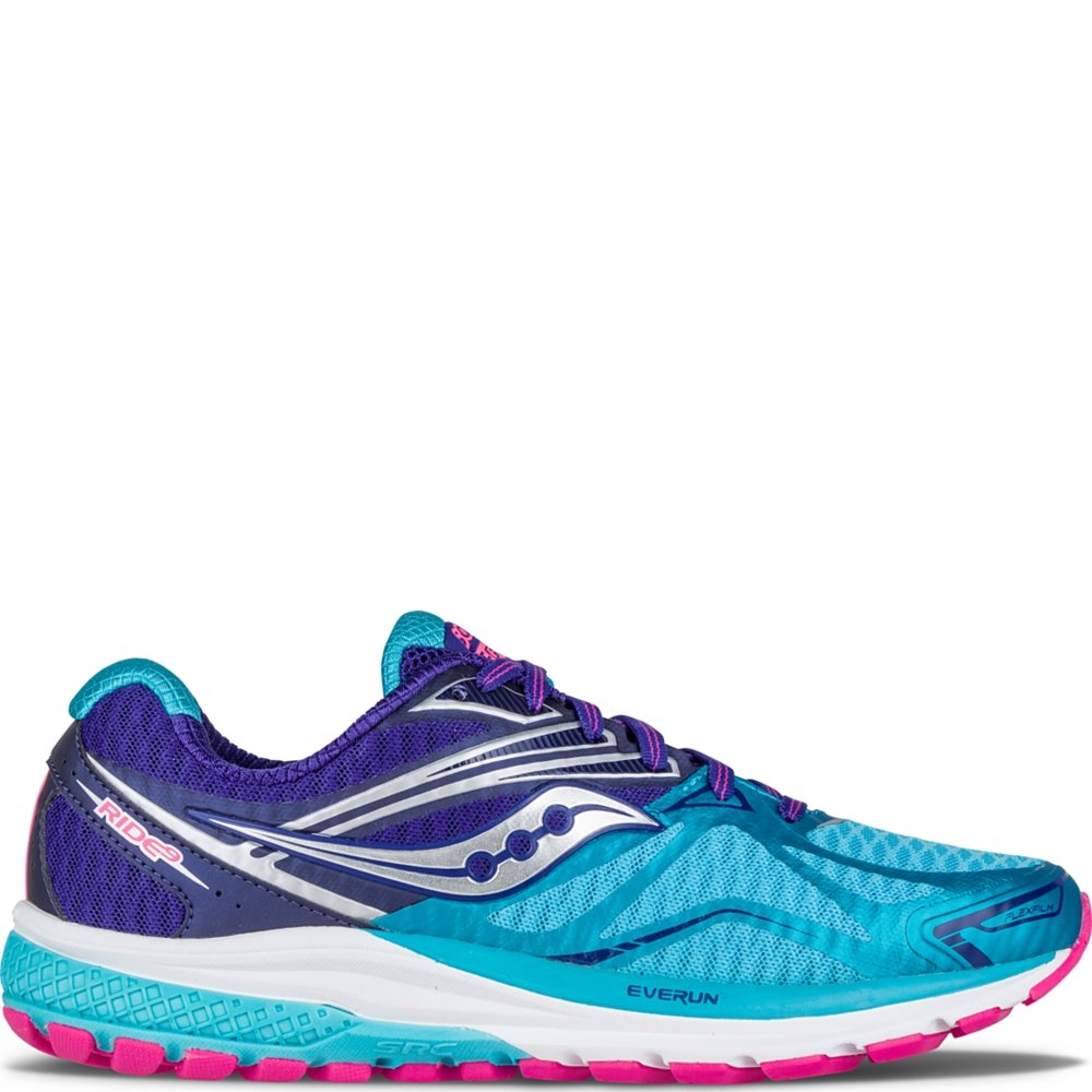 Saucony Women's Ride 9 Running Shoe 7 Narrow Navy/Blue/Pink