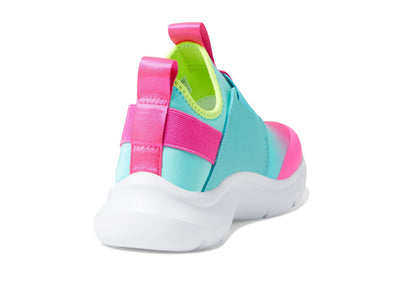 Skechers Kids Girls Skech Fast-Ombre Sunset Sneaker, Aqua/Pink, 2 Little Kid