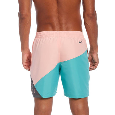 Nike Logo Jackknife 7-inch Volley NESSC469-018 Pink-Green-Grey Men's Swim Shorts X-Large