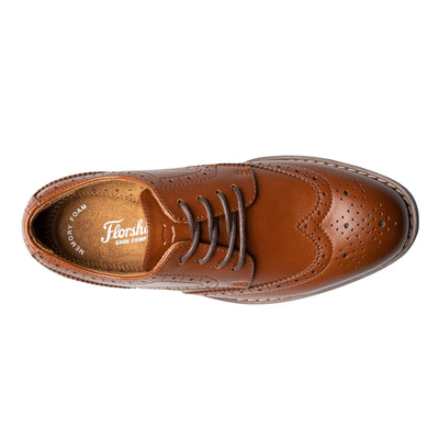 Florsheim Rucci Wingtip Jr Boys' Toddler-Youth Oxford, 4 M US Big Kid, Cognac