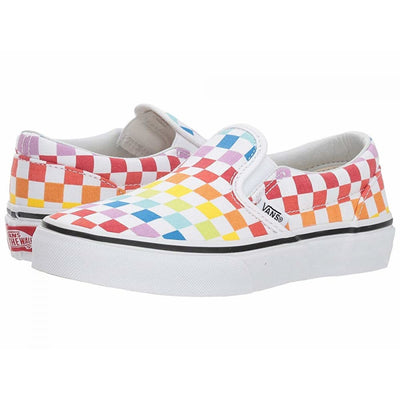 Vans Men's Sneaker, Checkerboard Rainbow True White 7267, 12