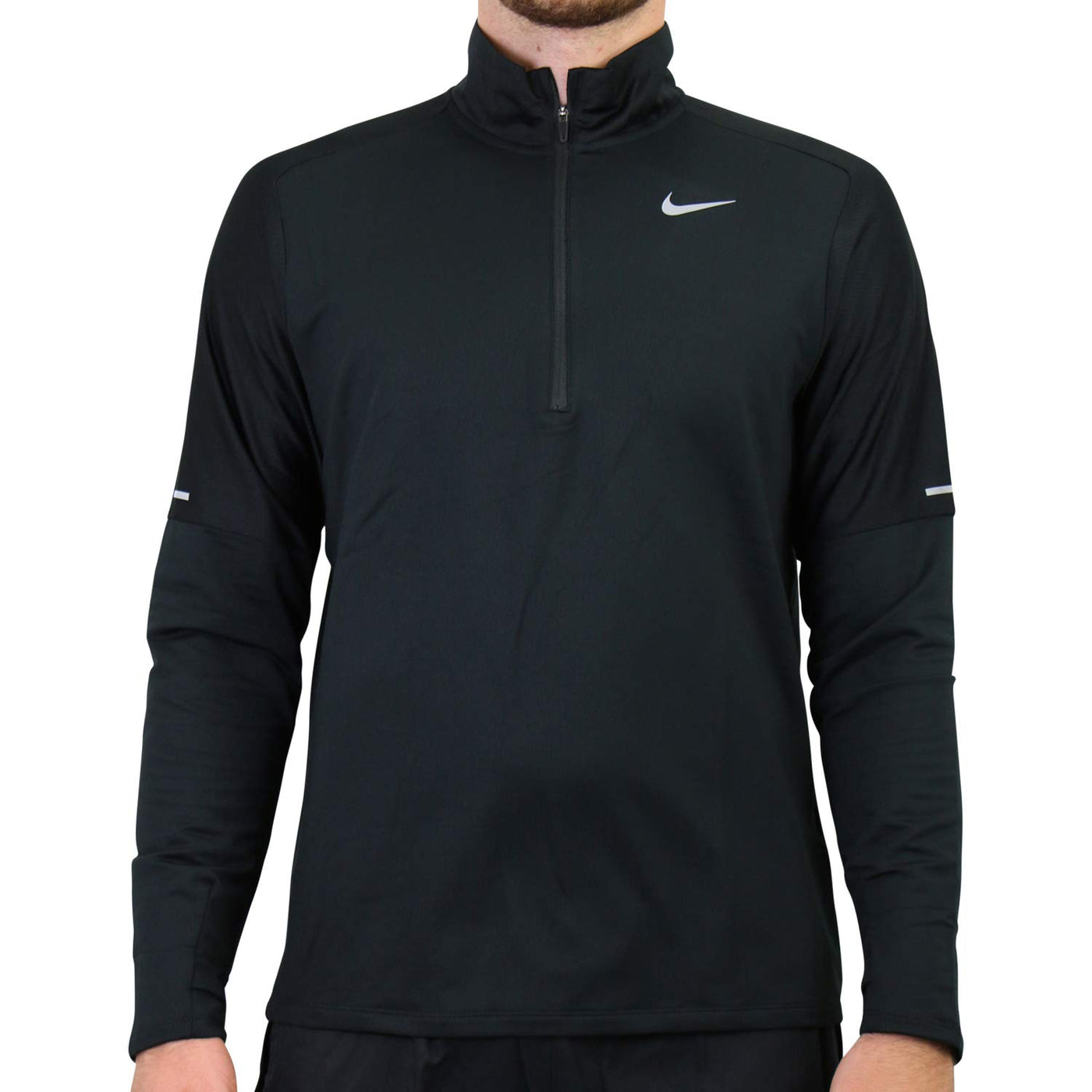 Nike Men's Dri-FIT Element Half Zip Running Top, Black/Reflective Silver, Medium