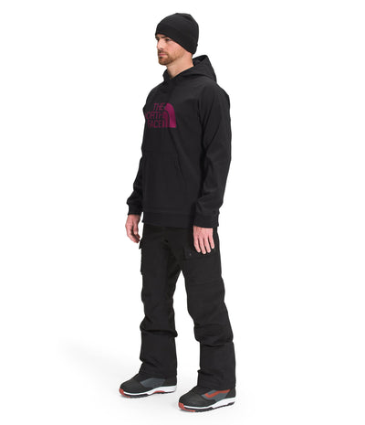 THE NORTH FACE Men's Tekno Logo Water-Repellent Fleece Hoodie, TNF Black/Roxbury Pink, X-Small Regular