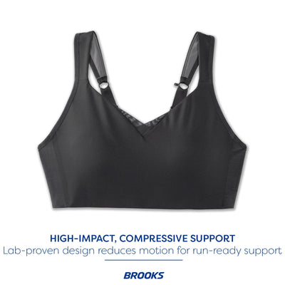 Brooks Women's Convertible Sports Bra for High Impact Running, Workouts & Sports with Maximum Support - Asphalt - 34 F