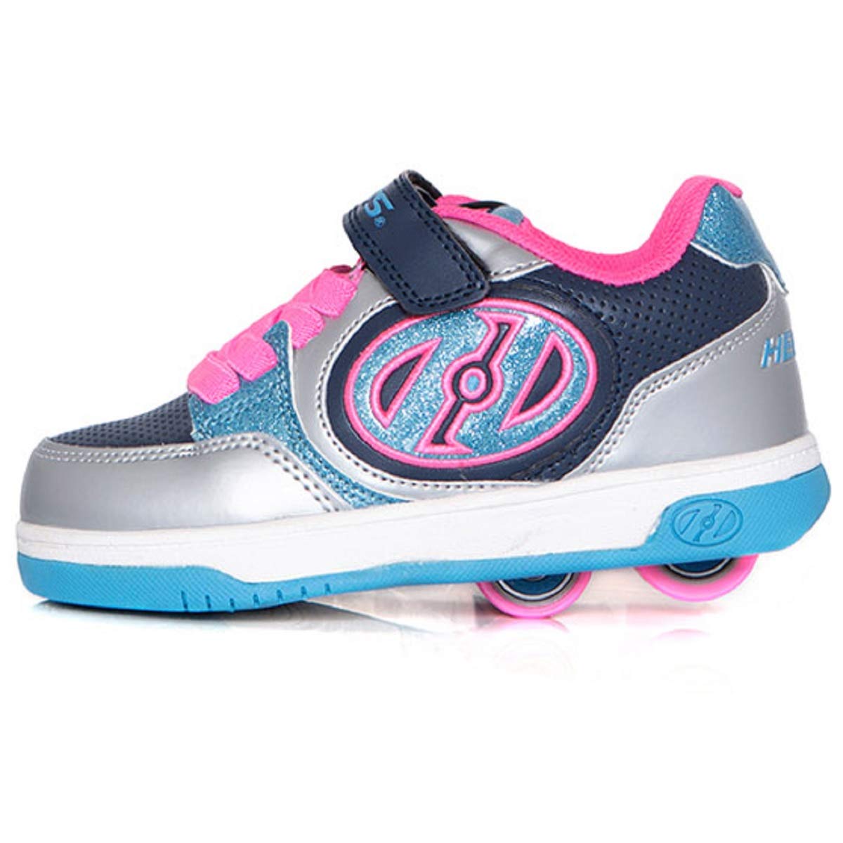 HEELYS Plus X2 (4 US Big Kid, Silver/Navy/Pink/Aqua)