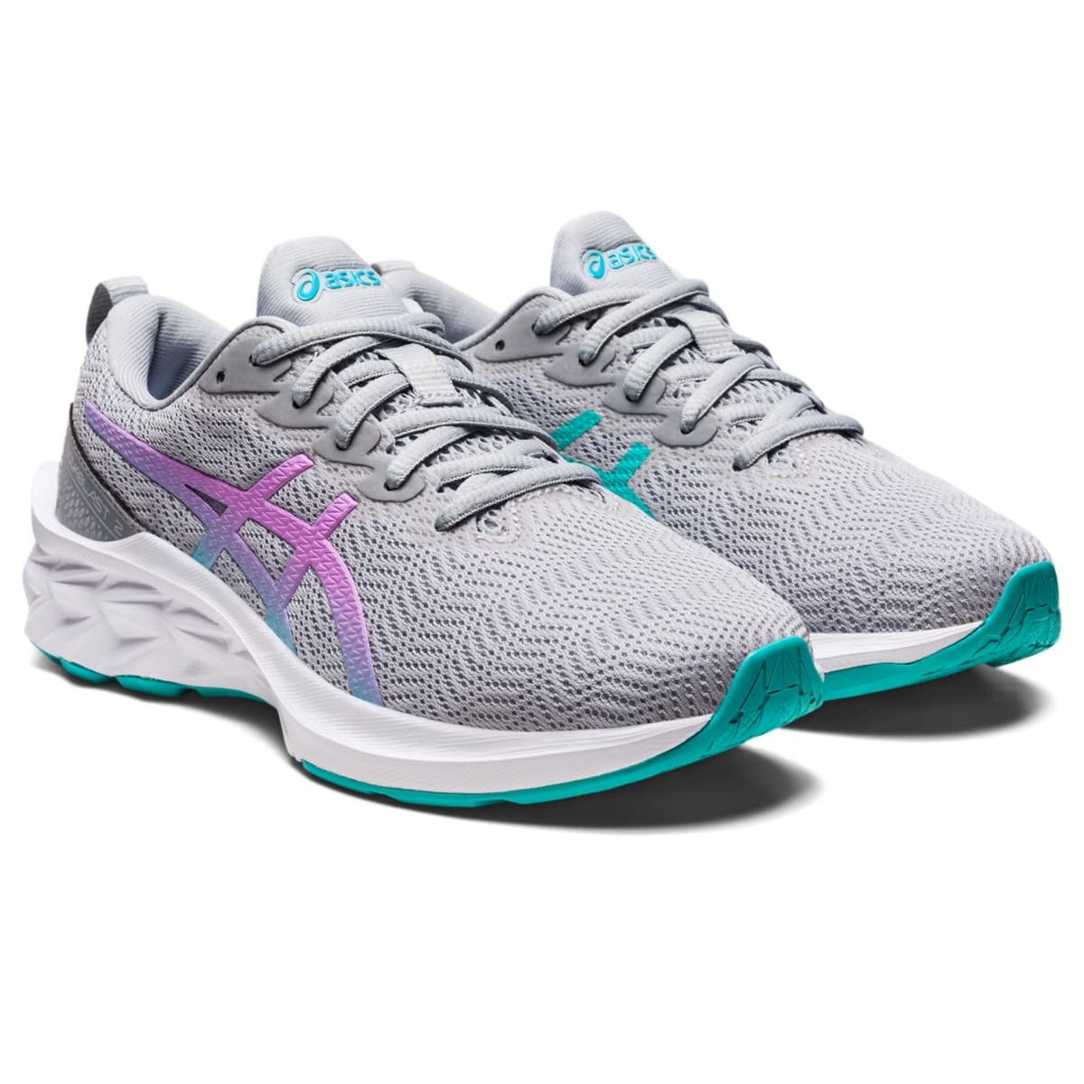 ASICS Kid's NOVABLAST 2 Grade School Running Shoes, 3.5, Piedmont Grey/Lavender Glow