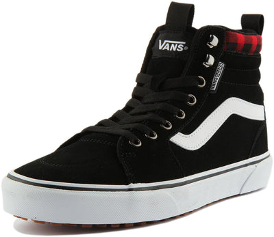 Vans Men's Single Sneaker, Suede Black Red Plaid, 9