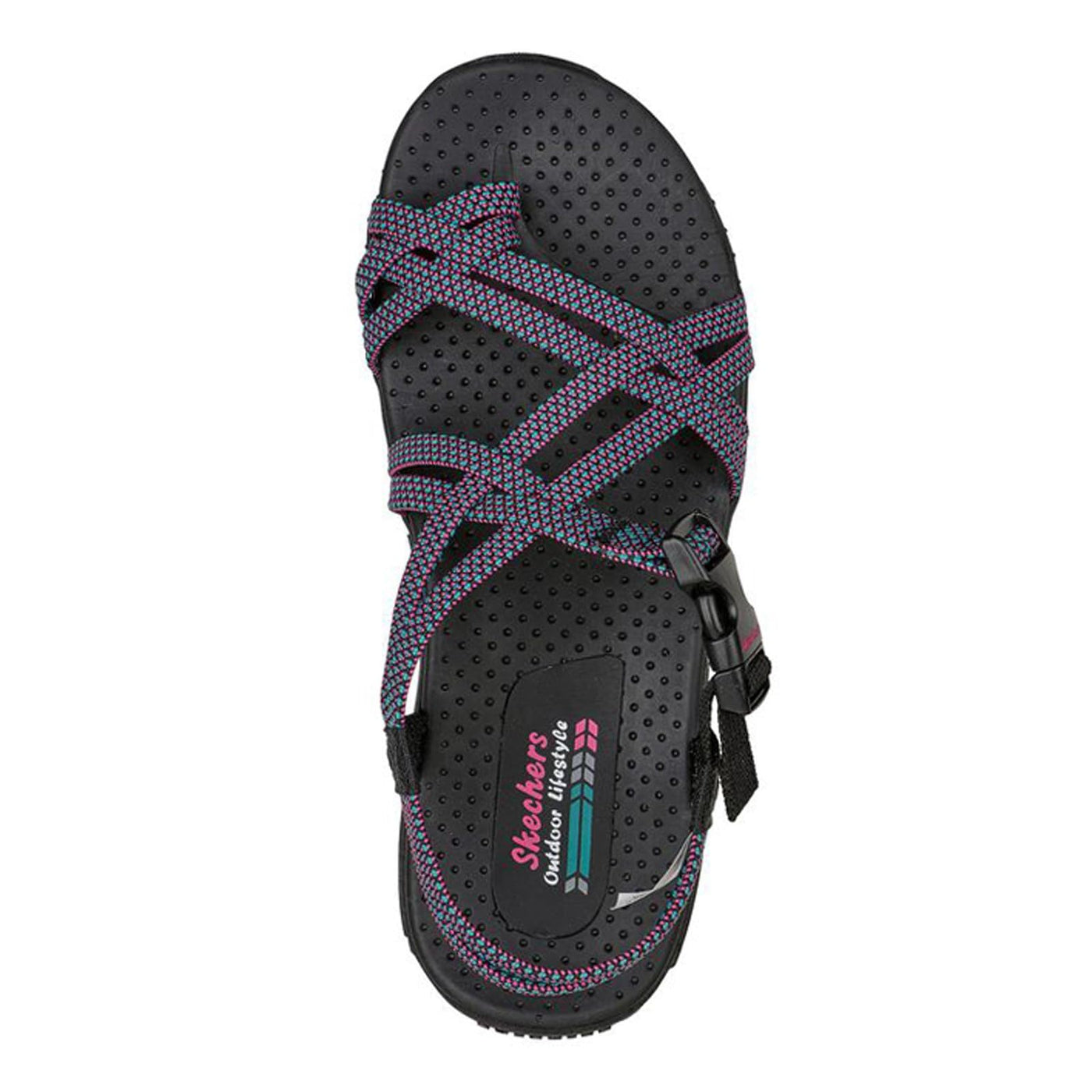 Skechers Women's Reggae-IRIE MON Sport Sandal, Black/Multi, 9