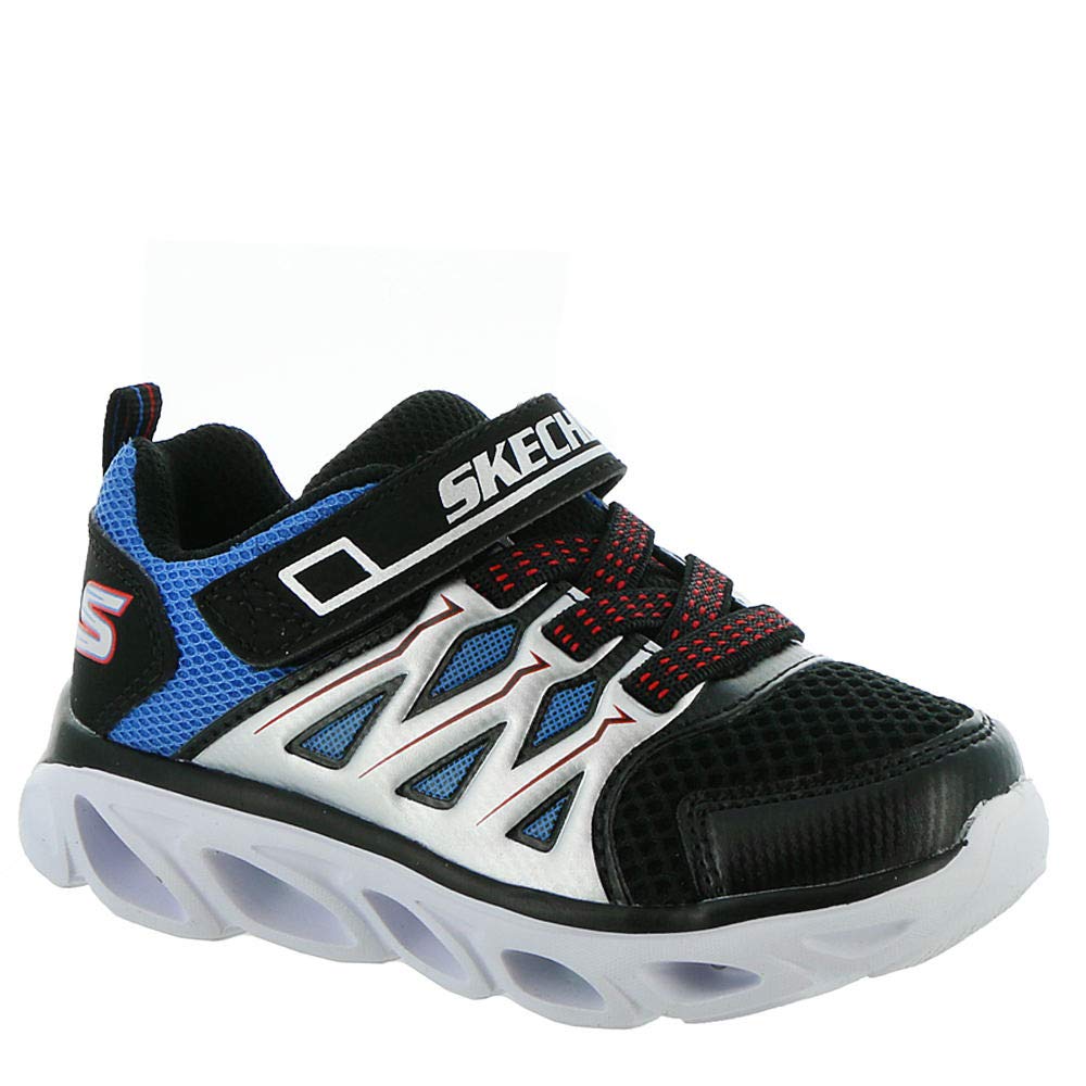 Skechers Boys S Lights: Hypno-Flash 3.0 Black Synthetic/Mesh/Red & Blue Trim Sneaker - 7