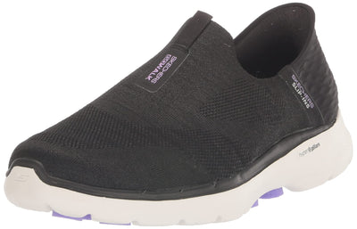 Skechers Women's Hands Free Slip-ins Go Walk 6-Fabulous View Sneaker 7.5 Wide Black/Lavender