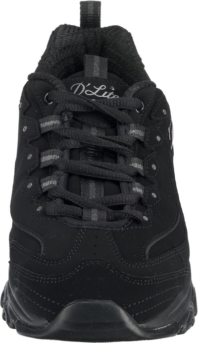 Skechers Women's D'Lites-Play on Fashion Sneaker 7.5 Black