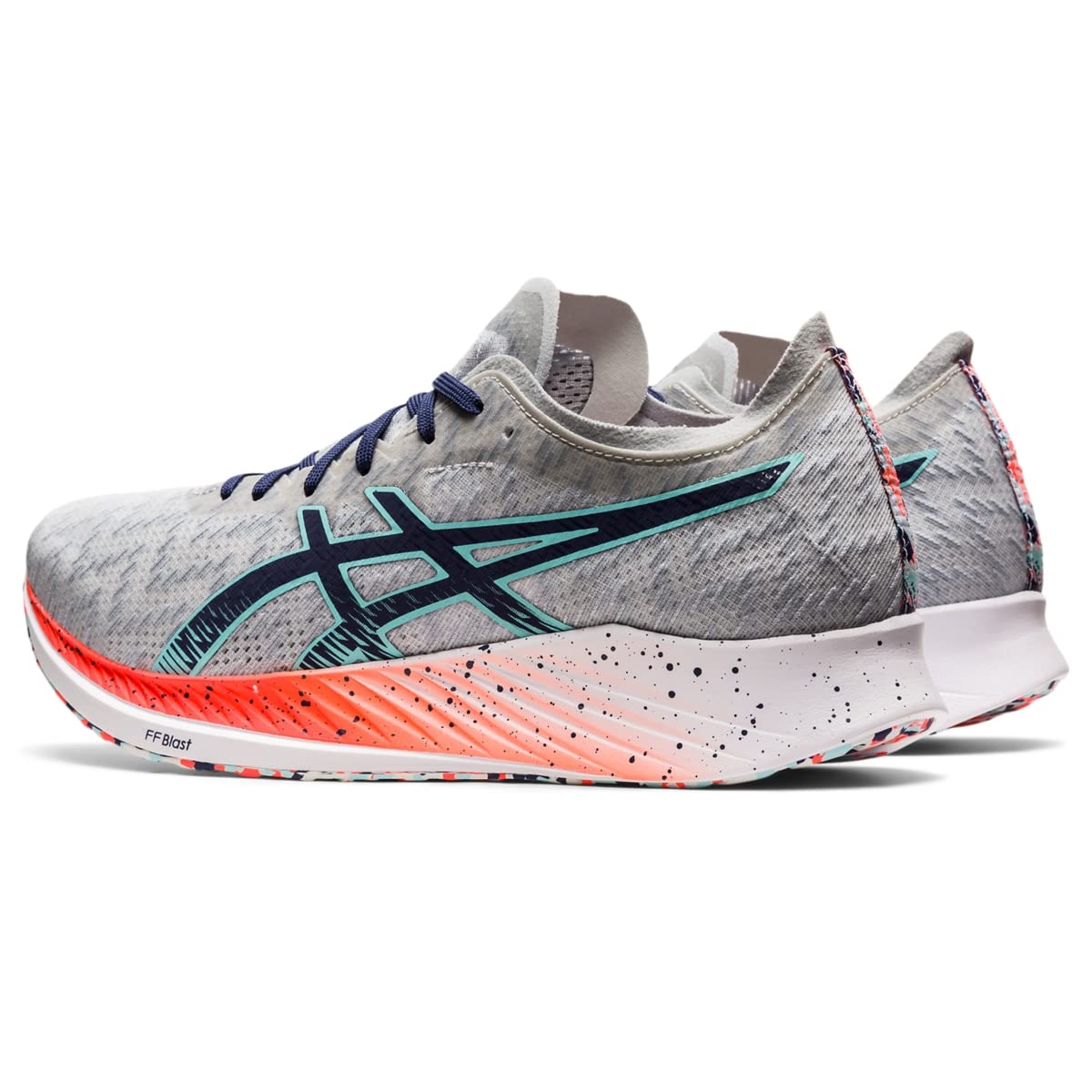 ASICS Men's Magic Speed Running Shoes, 8.5, Glacier Grey/Thunder Blue