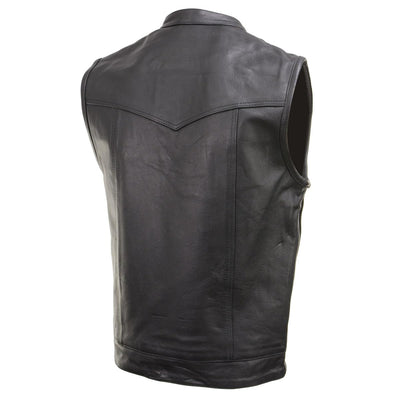 Xelement XS1937 Men's 'Quick Draw' Black Leather Motorcycle Biker Rider Vest - Small