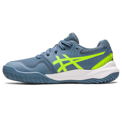 ASICS Kid's Gel-Resolution 9 Grade School Tennis Shoes 2.5 Little Kid Steel Blue/Hazard Green