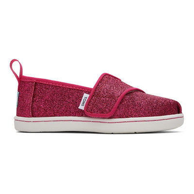 TOMS Unisex-Child Alpargata Loafer Flat 4 Big Kid Dark Pink Glitter