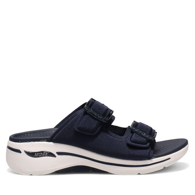 Skechers Go Walk Arch Fit Double Band Buckle Slide Navy 6 B (M)