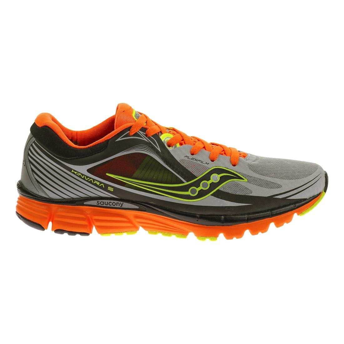 Saucony Men's Kinvara 5 Vizi Glo Running Shoe,Silver/Vizi Orange/Citron,11.5 M US