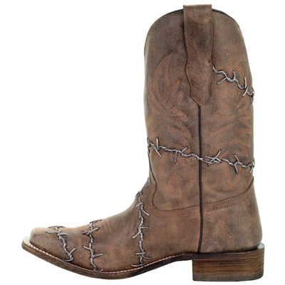 Corral Men's Barbed Wire Square Toe Boot A3532 (10 D(M) US) Brown