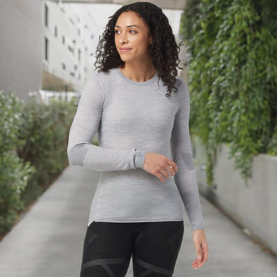 Smartwool Women's Intraknit Thermal Merino Base Layer Crew Medium Light Gray Heather-white