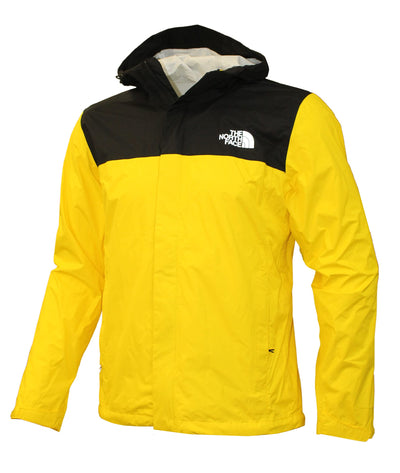 THE NORTH FACE Men's Venture 2 Dryvent Waterproof Hooded Rain Shell Jacket (Small, Yellow/Tnf Black)