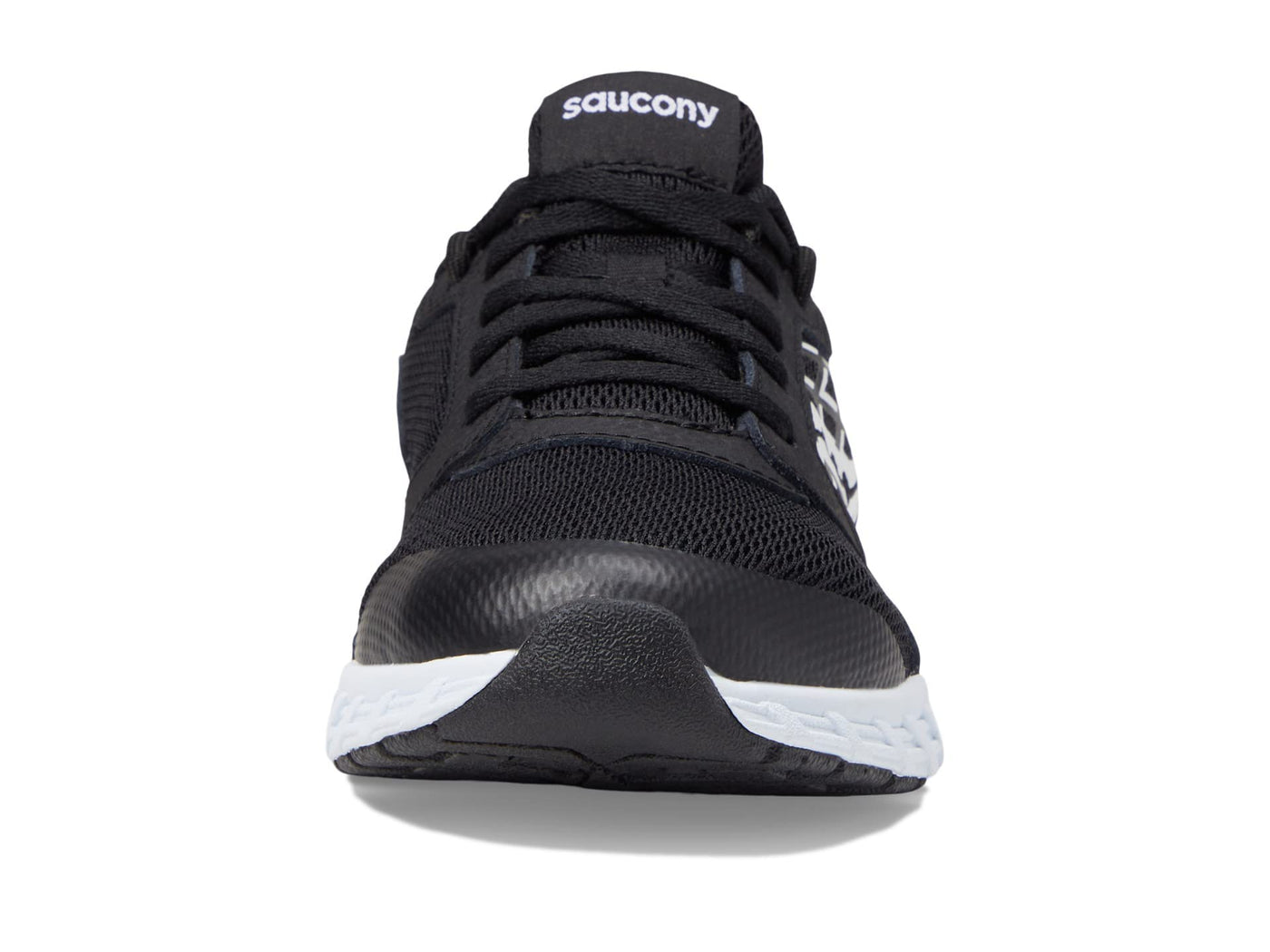 Saucony Wind 2.0 Running Shoe, Black/White, 5 Wide US Unisex Big_Kid