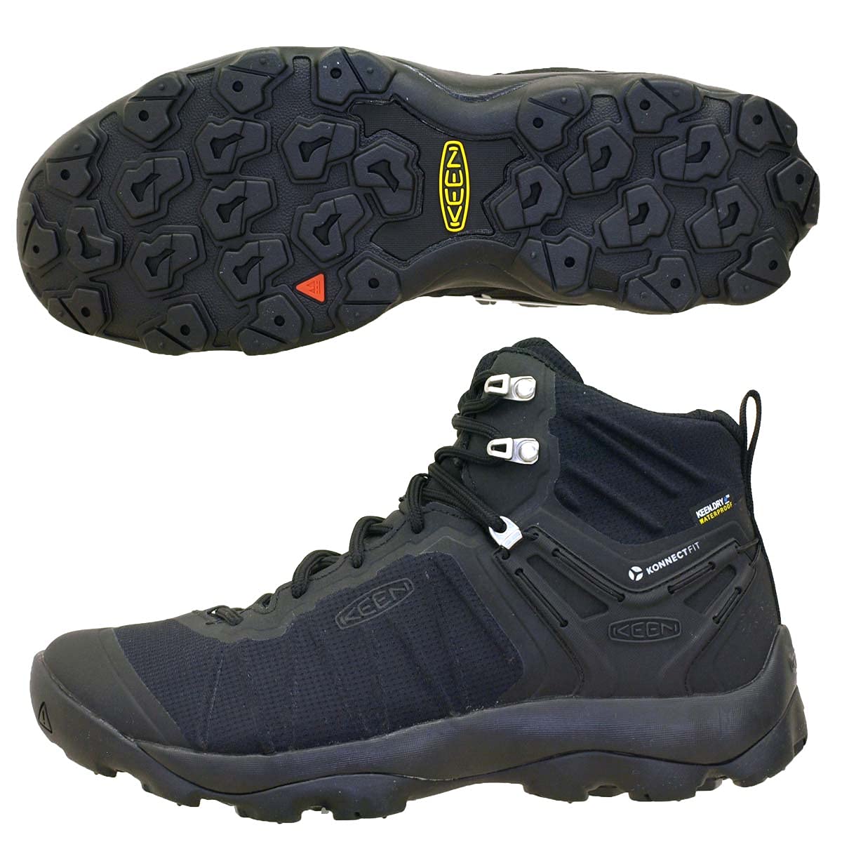 KEEN Men's Venture MID WP Hiking Boot, Black/Black, 9.5