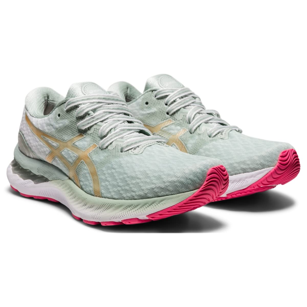 ASICS Women's Gel-Nimbus 23 Running Shoes, 11, Lichen Rock/Champagne