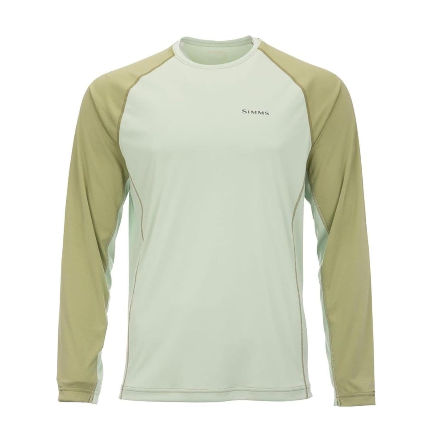 Simms SolarFlex Crewneck Long Sleeve Fishing Shirt for Men: UPF 50+ Sun Protection, Quick-Dry, Odor-Resistant (Light Green/Sage Heather, X-Large)