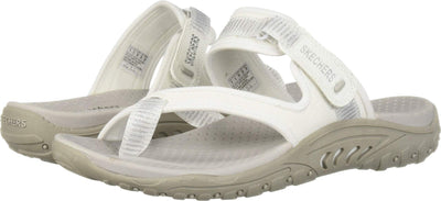 Skechers Women's Reggae-Seize The Day-Toe Thong Sandal Flip-Flop, White, 7 M US