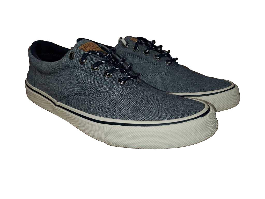 Sperry Men's Striper II Salt Washed CVO Sneaker (10, Navy Chambray)