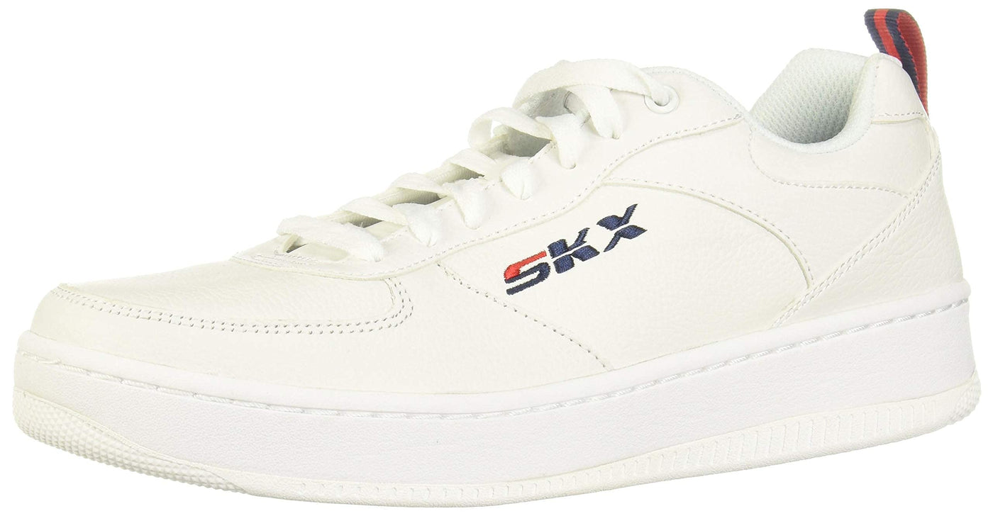 Skechers Men's Sneaker 11.5 White Leather Navy Red Trim