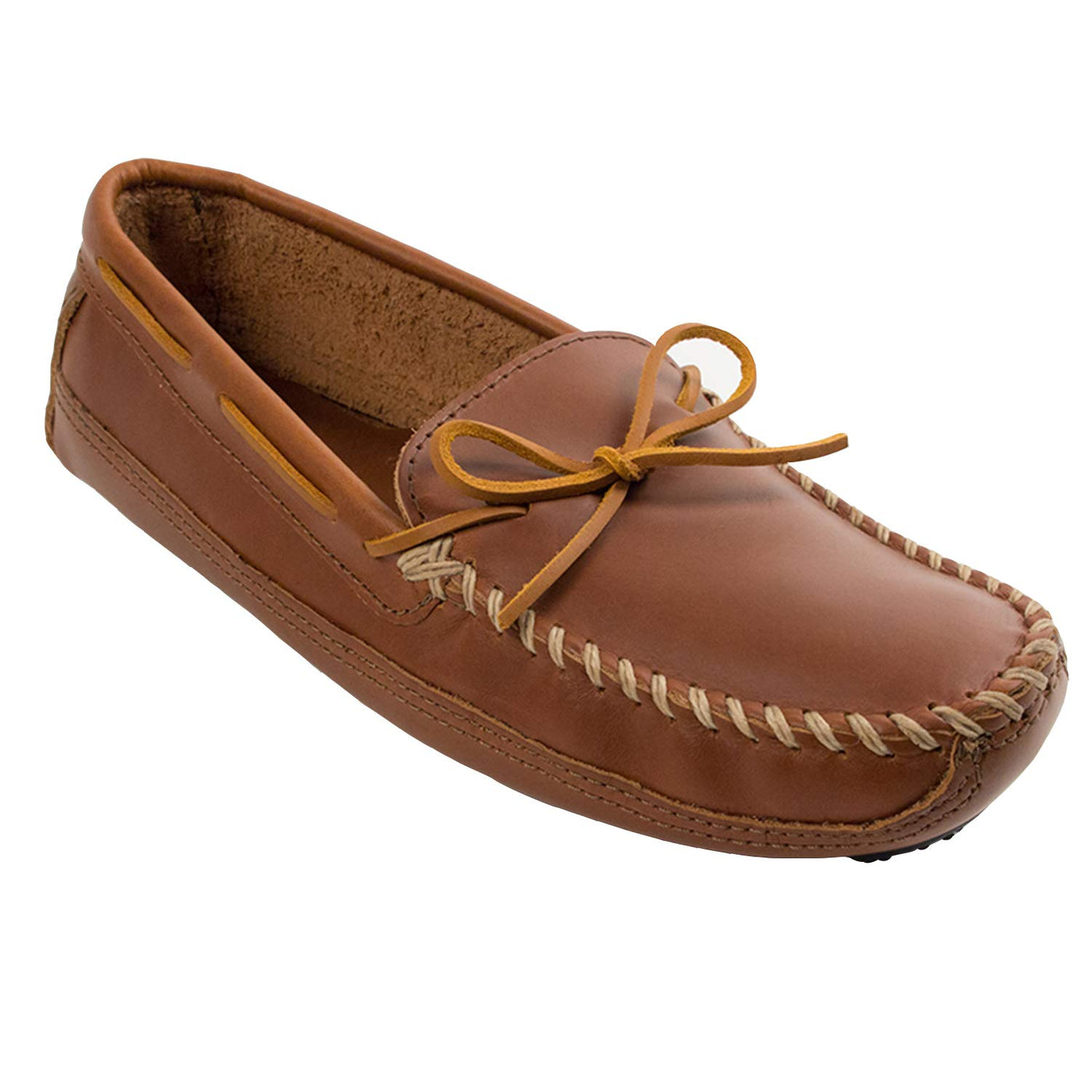 Minnetonka Men's Double Bottom Cowhide Moccasin, Chestnut Lariat, 8 M US