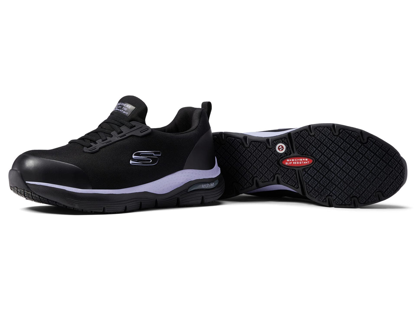 Skechers Women's Arch Fit Sr Evzan Alloy Toe 6 Black-purple