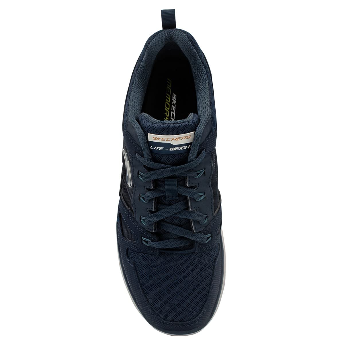 Skechers Men's Sneaker, Navy Leather Pu Mesh Black Trim, 11