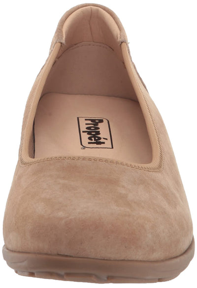 Propét Women's Yara Ballet Flat 8 Natural Buff Suede