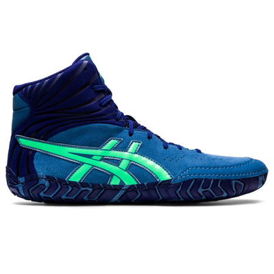 ASICS® Aggressor 5 Shoes for Men – Suitable for Playing, Workout, Wrestling – Textile and Synthetic Construction Azure/New Leaf 14 D - Medium